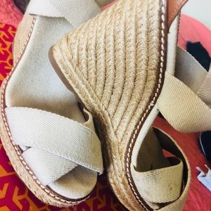 Tory Burch Beige Espadrille Wedge